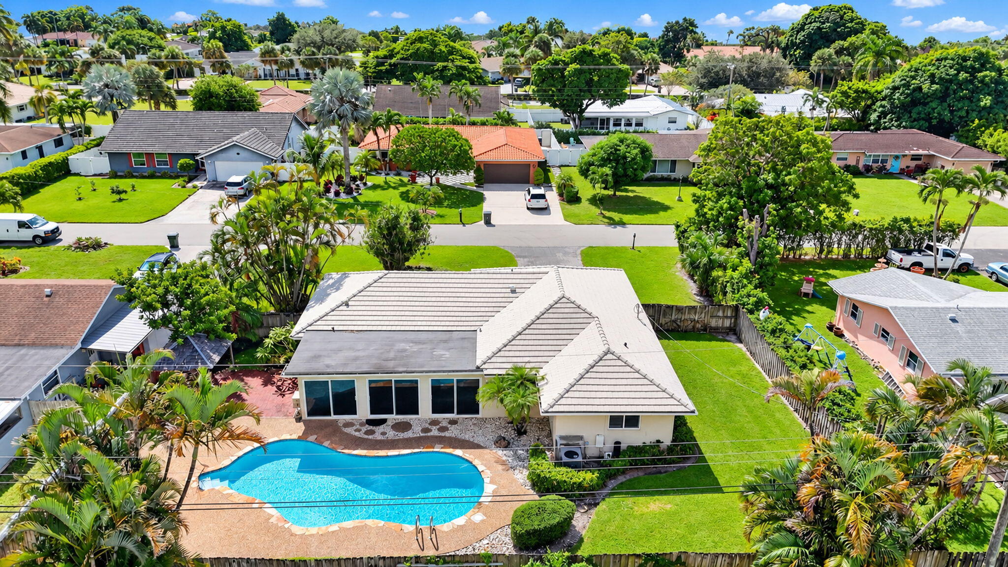 Aerial View of Home and Pool