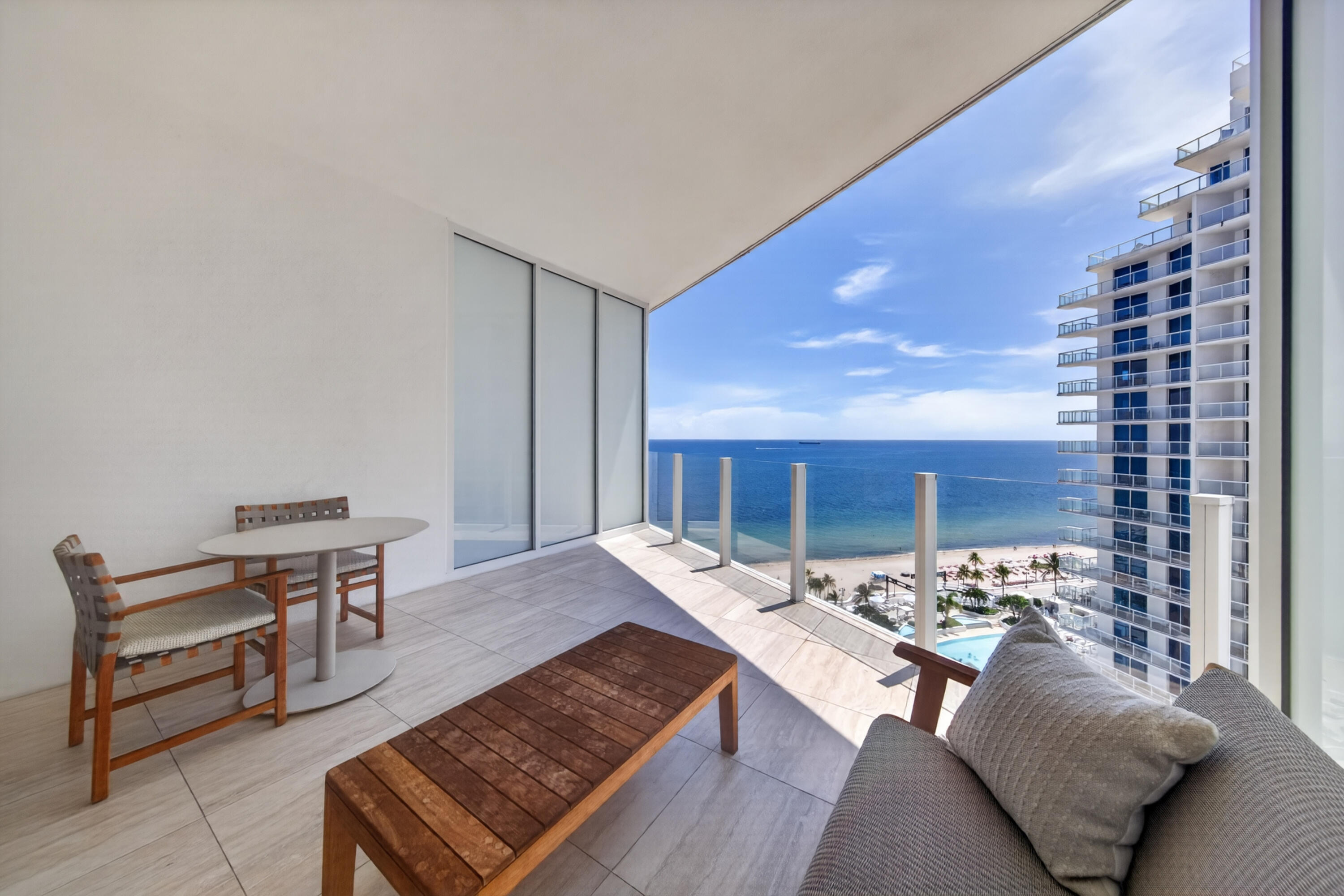 Private Southeast Oceanview Balcony off Living Room