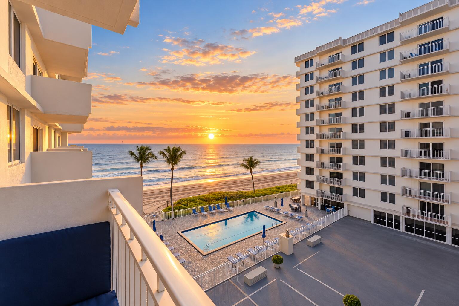 Serene Beachfront Pool Sunrise Serene Beachfront Pool Sunrise