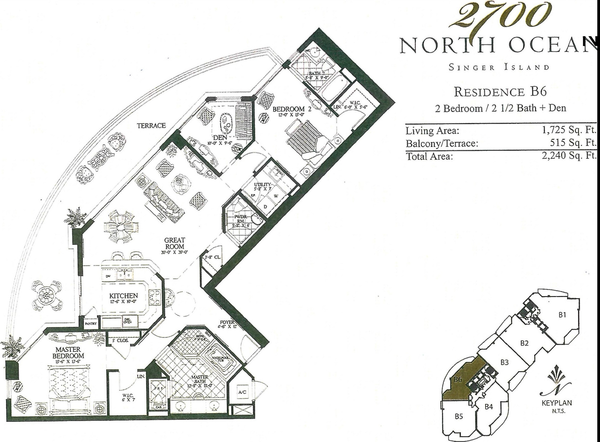 1725 sq ft interior 515 sq ft balcony