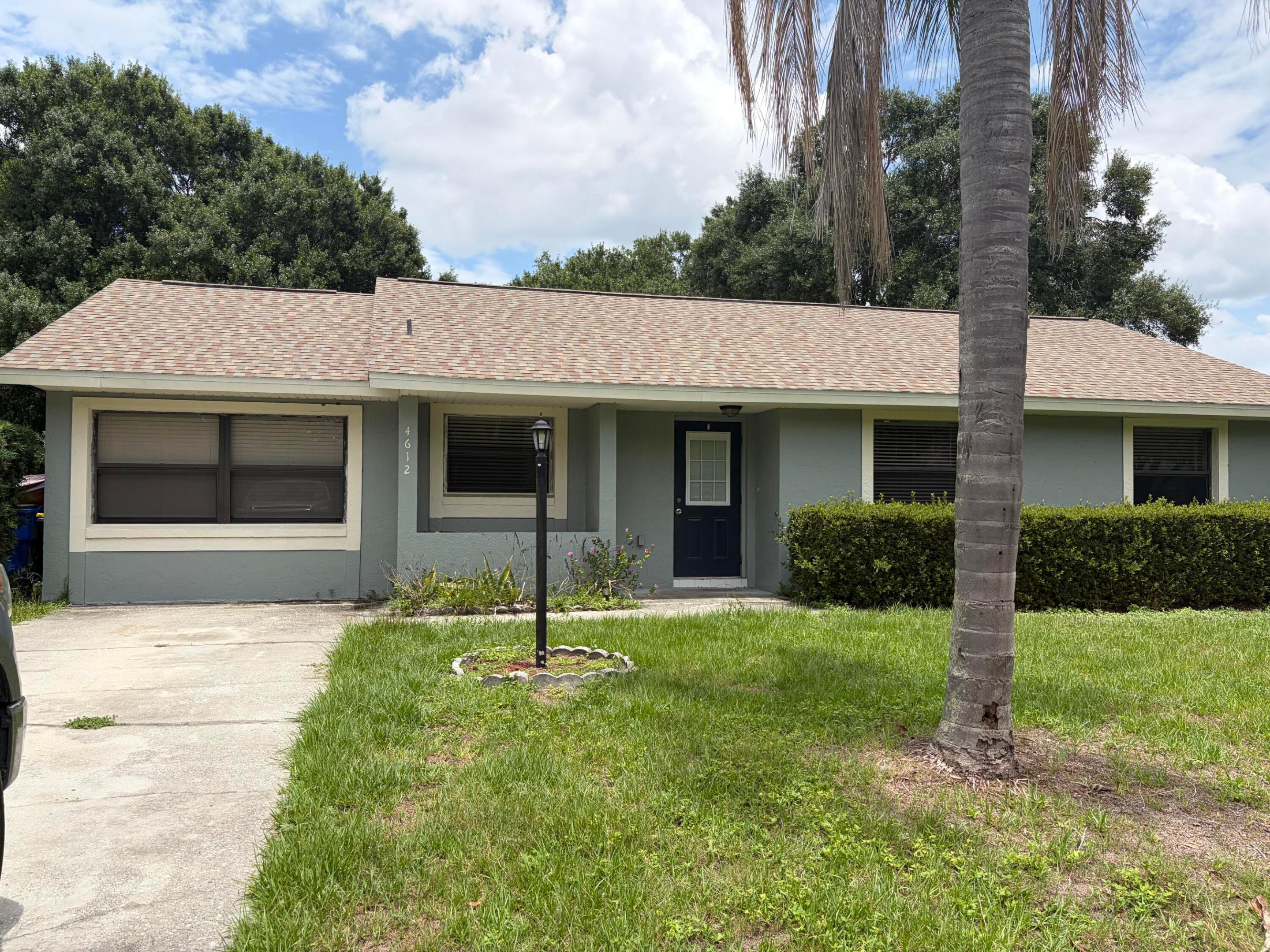 Single-story exterior featuring a neutral-toned facade, asphalt shingle roof, concrete driveway, and low-maintenance landscaping Single-story exterior featuring a neutral-toned facade, asphalt shingle roof, concrete driveway, and low-maintenance landscaping