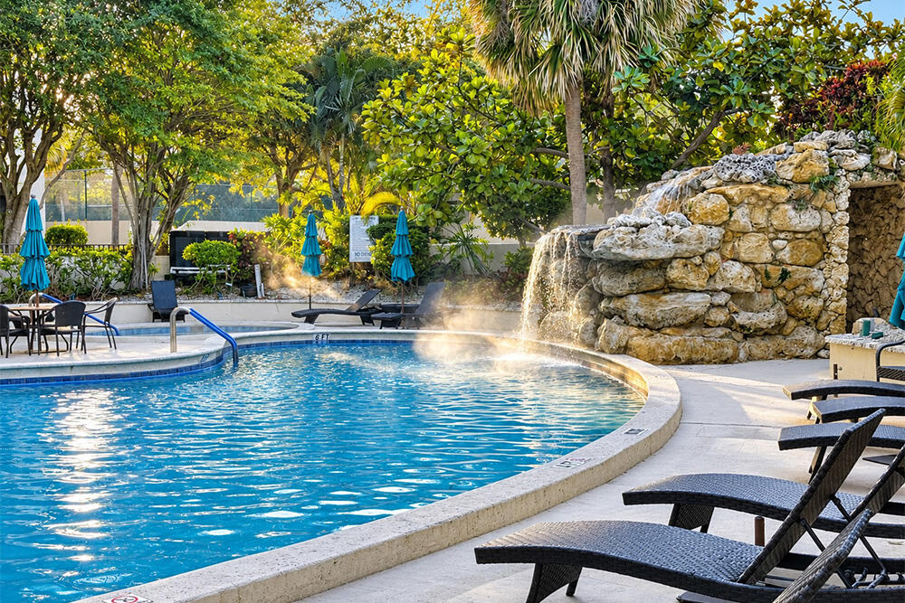 Heated Pool with Water Fall