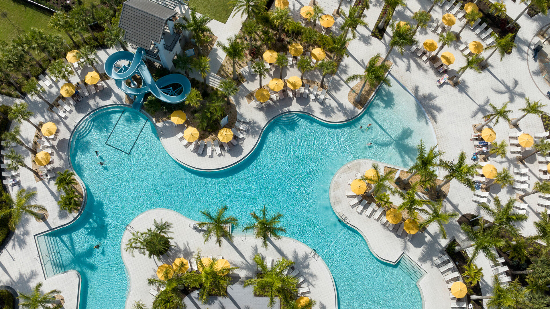 Westlake zero entry pool and lap pool with kids' area and slide
