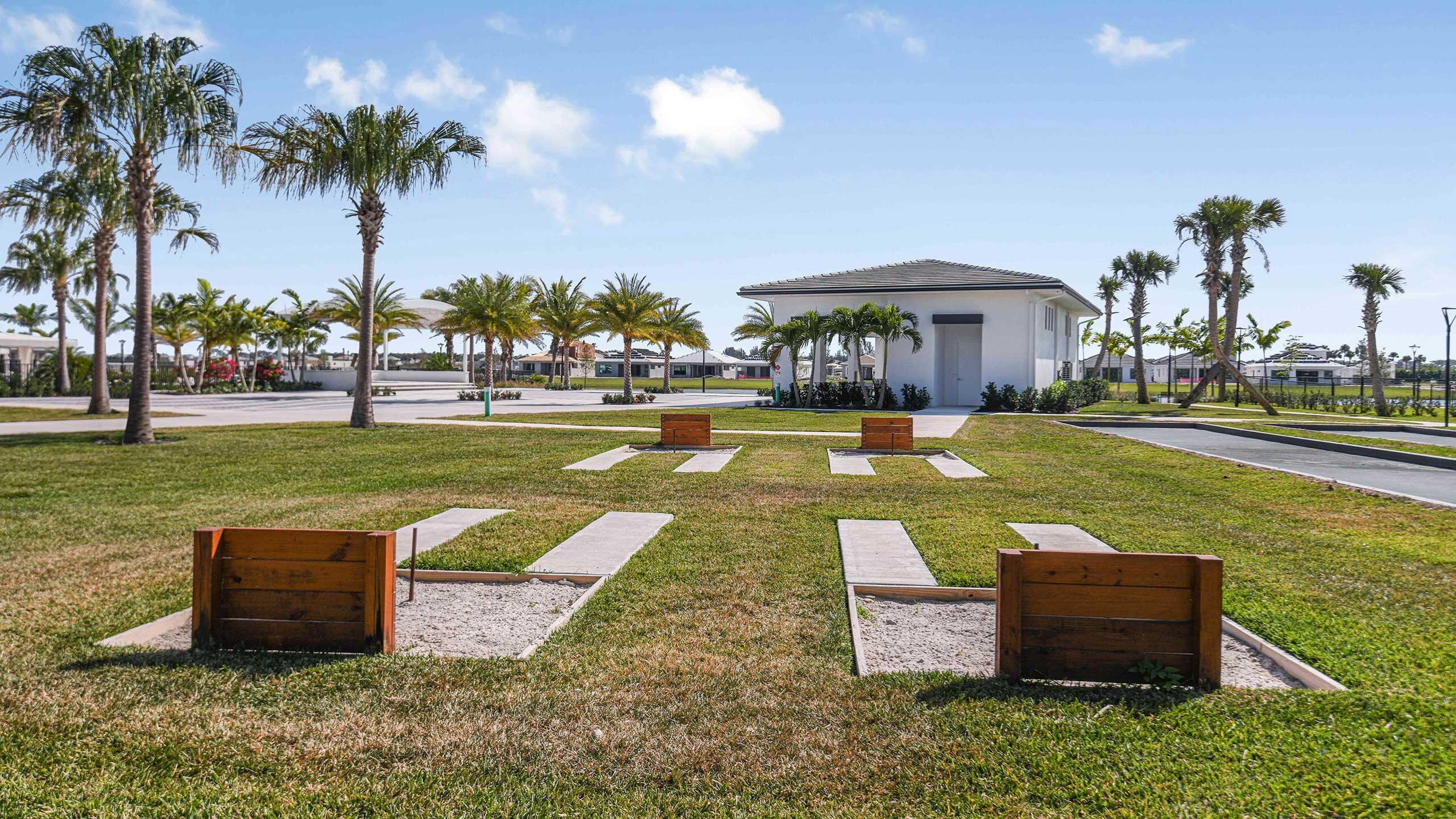 Play horseshoes and bocce ball