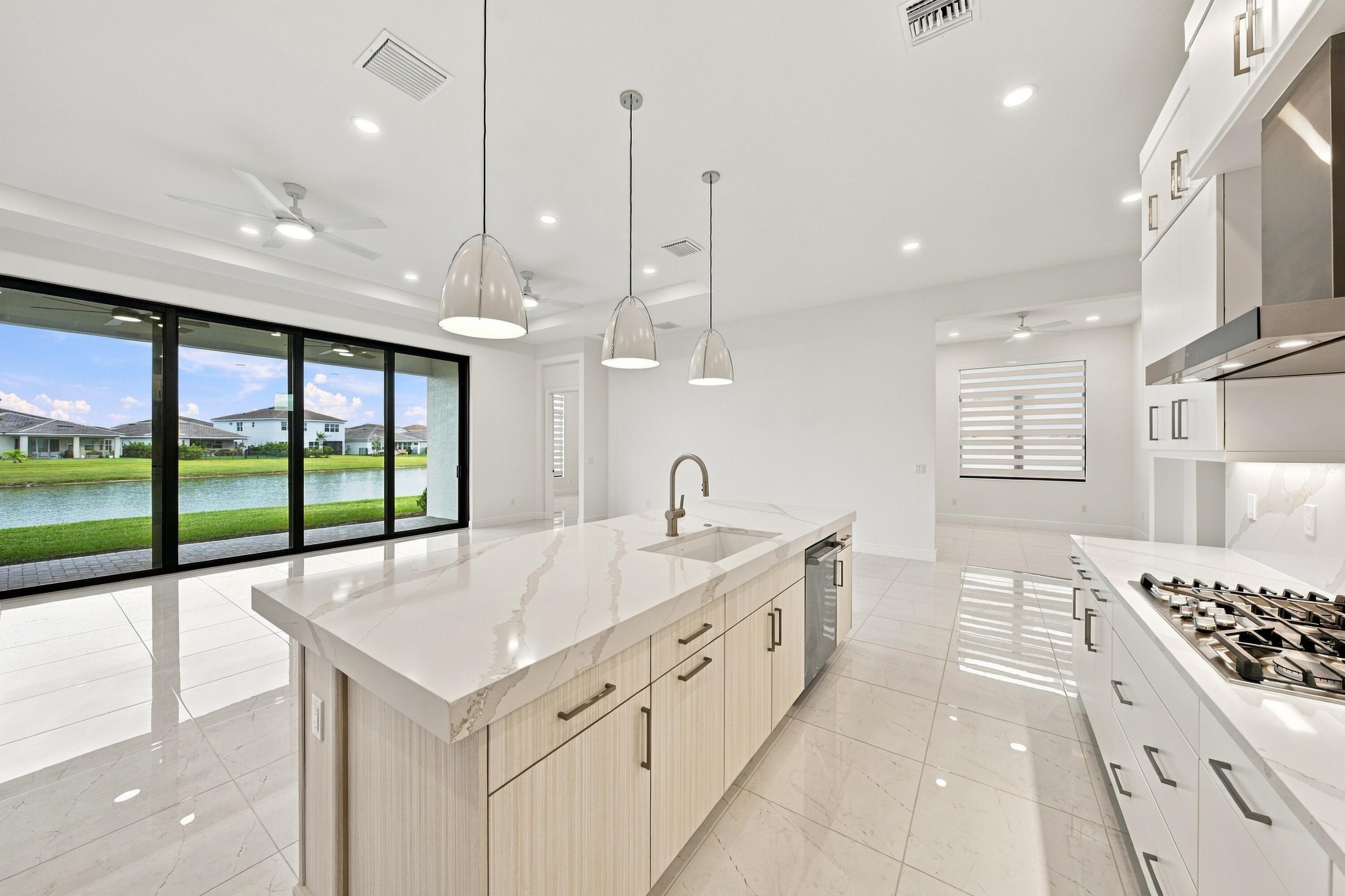 Open concept living with lakeview
