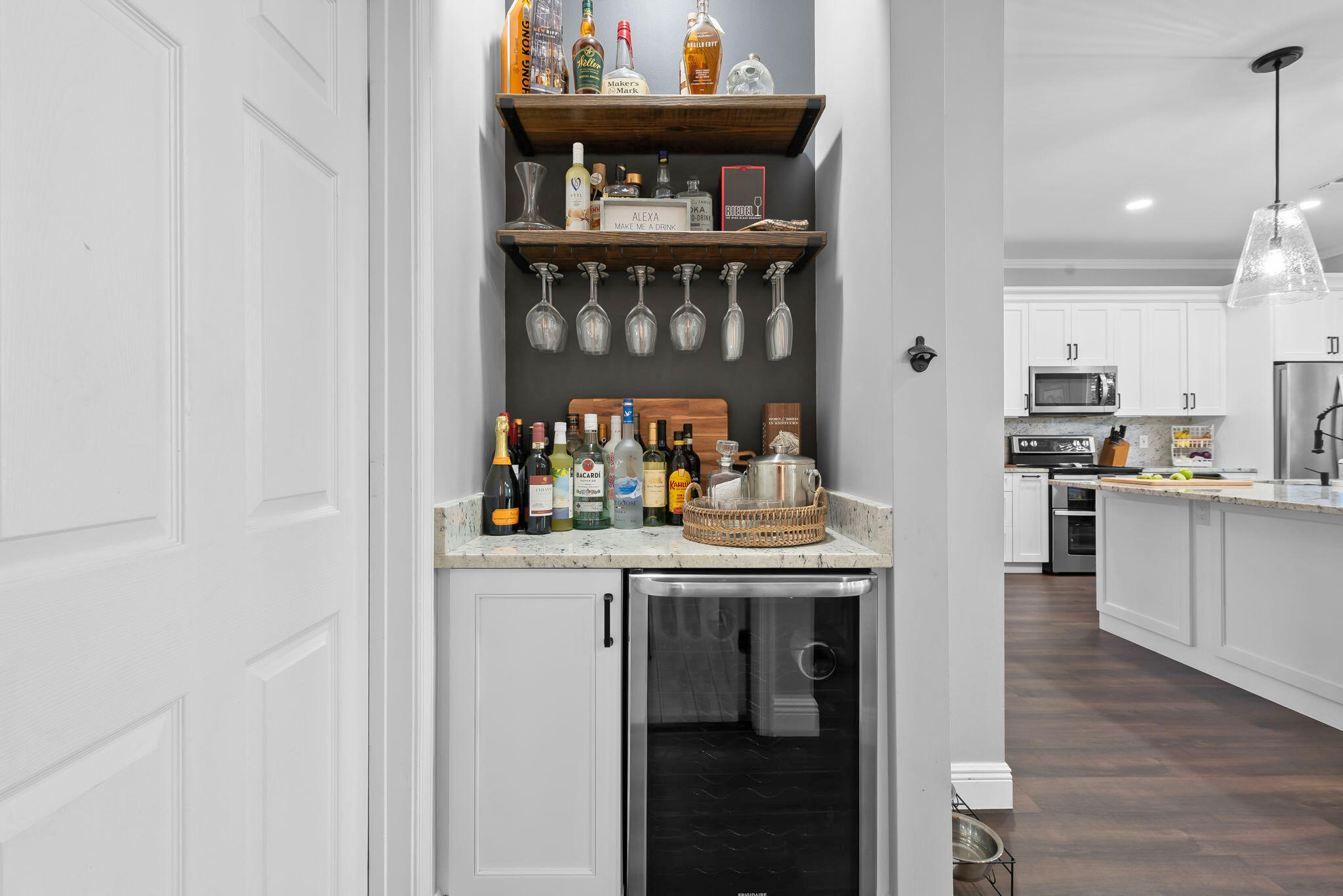 Built-in dry bar off the kitchen