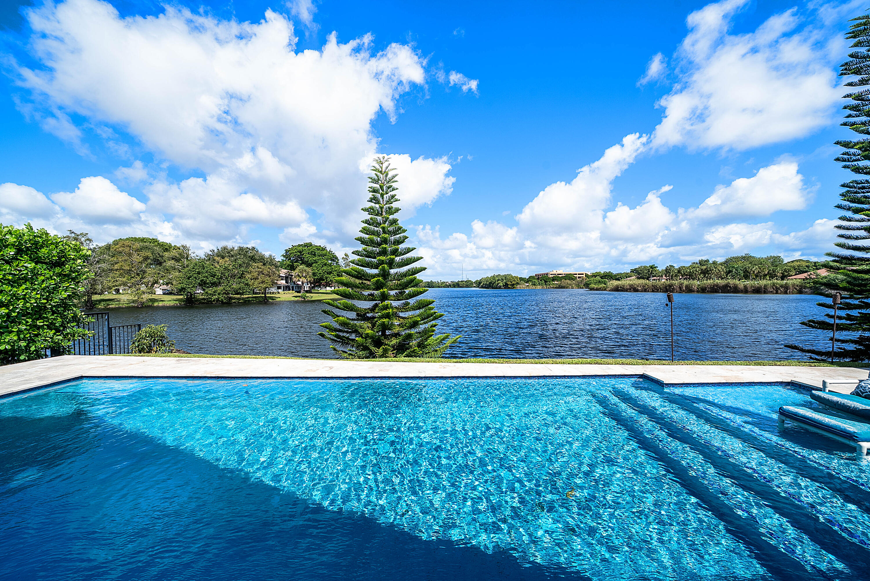 Heated Pool Lake front view