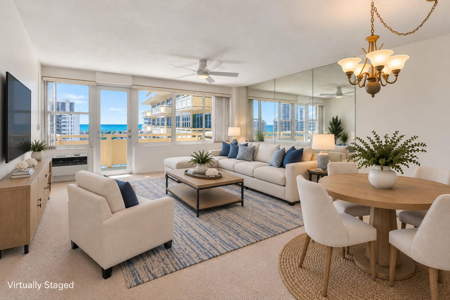Coastal Condo Living Room with Ocean Vie Coastal Condo Living Room with Ocean Vie