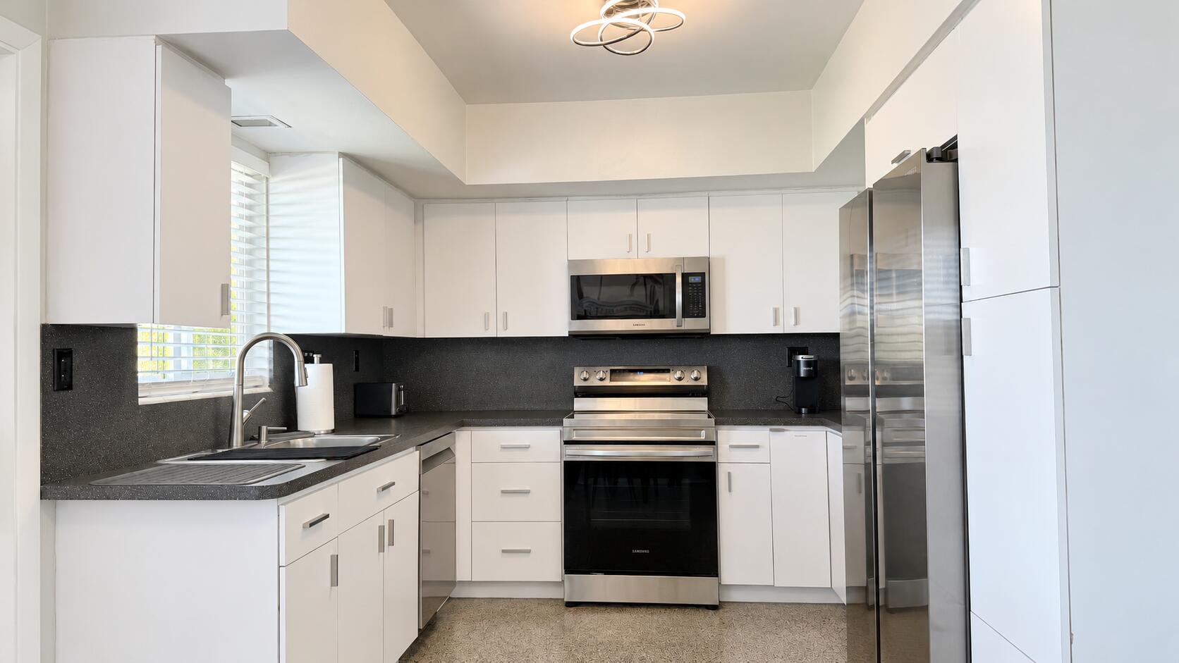Modern Minimalist Kitchen with Ring Ligh