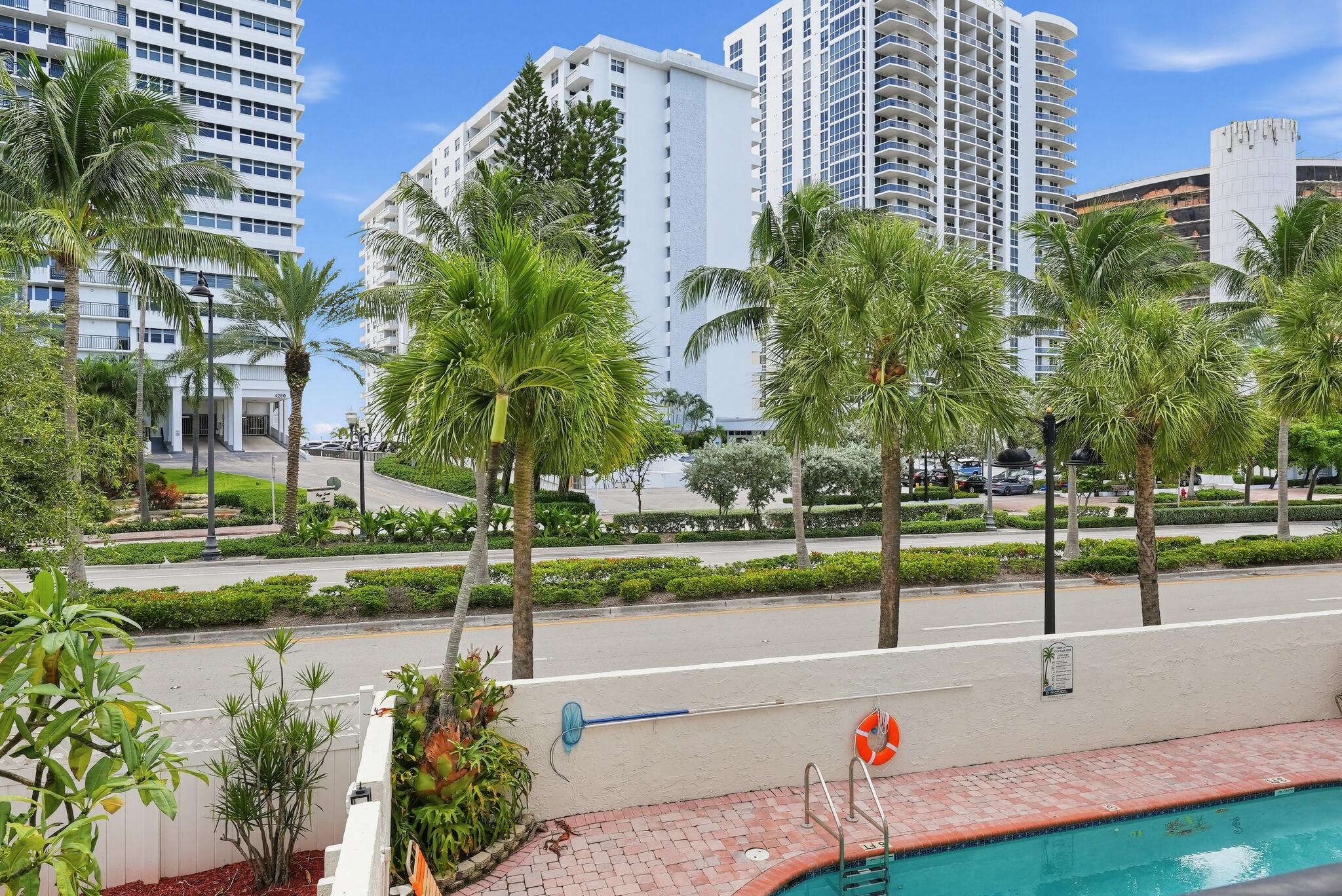 You can get a glimpse of the ocean (between the buildings across the street.
