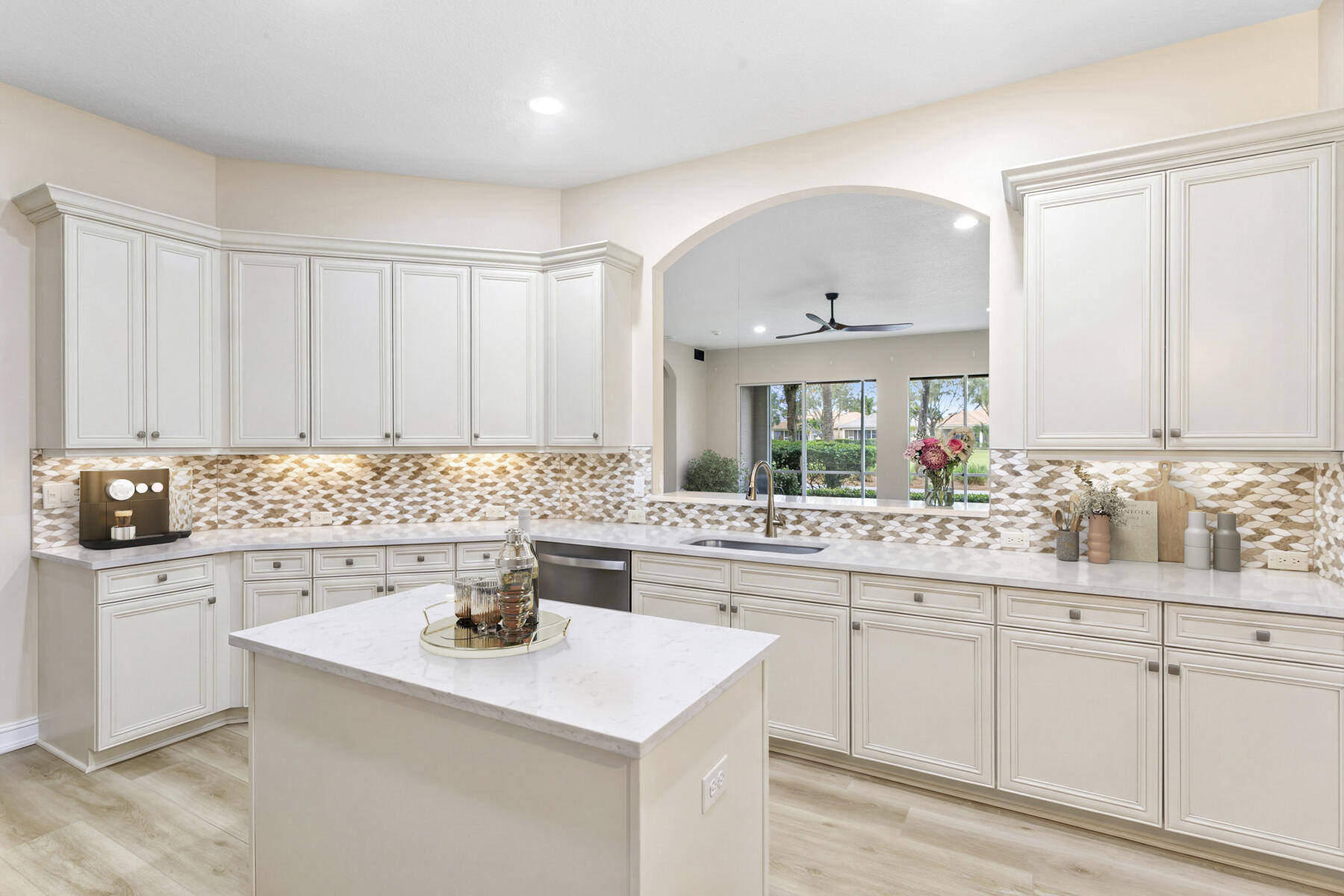 Virtually-staged to show painted WHITE cabinetry instead