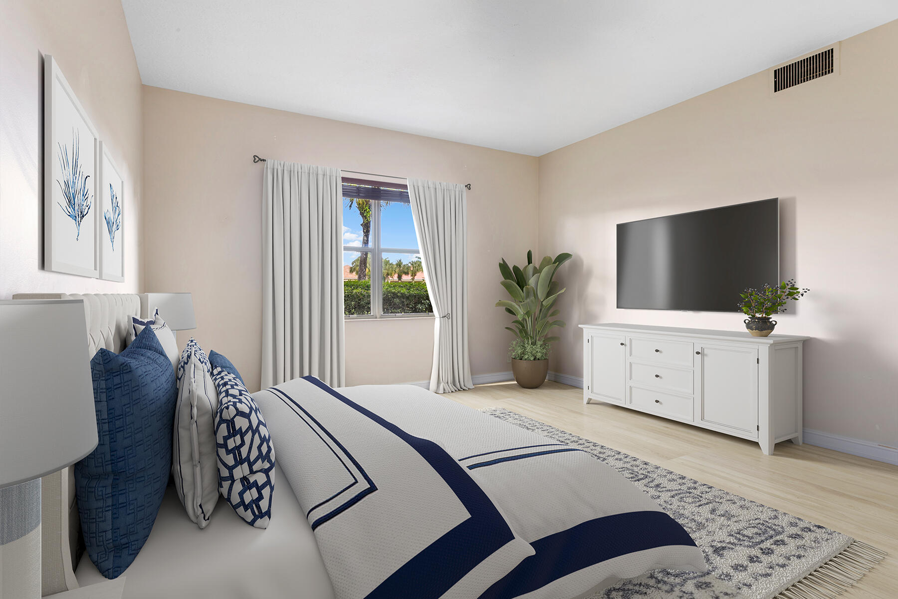 Very large primary bedroom is virtually staged for your viewing