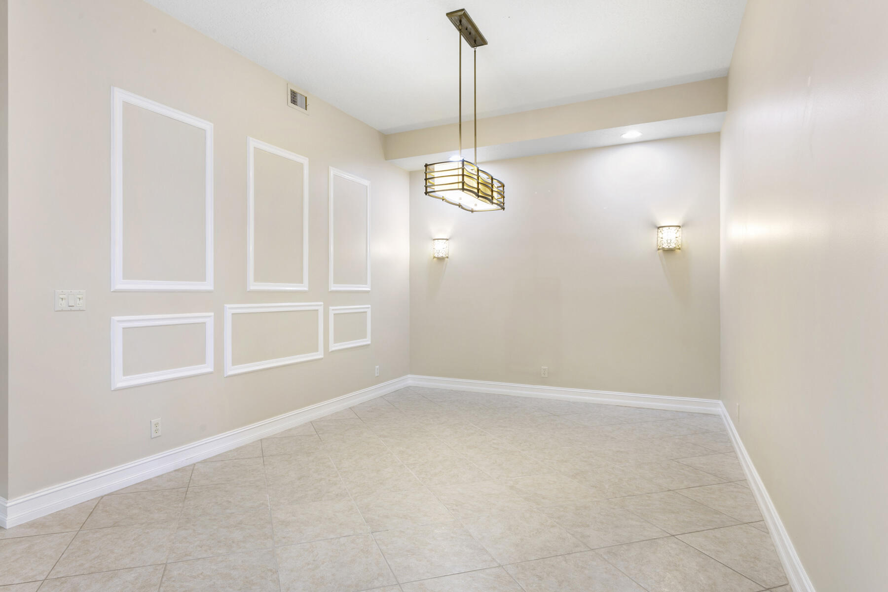 Dining room has wood enhancements