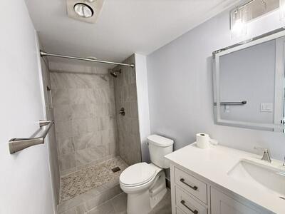 2nd full bath with walk-in shower. All new fixtures and tile.