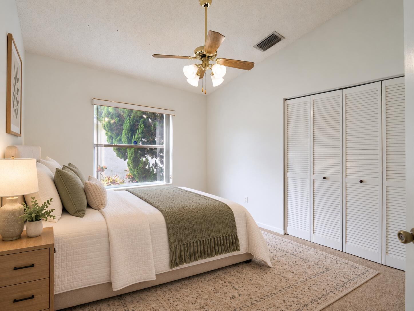 Staged Neutral Bedroom with Open Closet