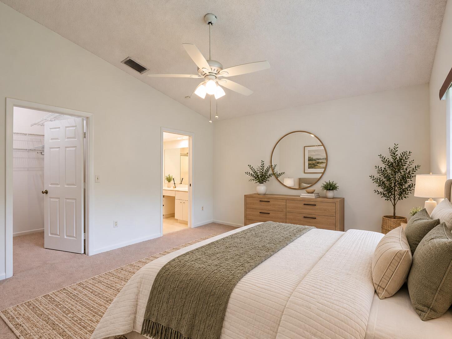 Serene Modern Bedroom with Earthy Accent