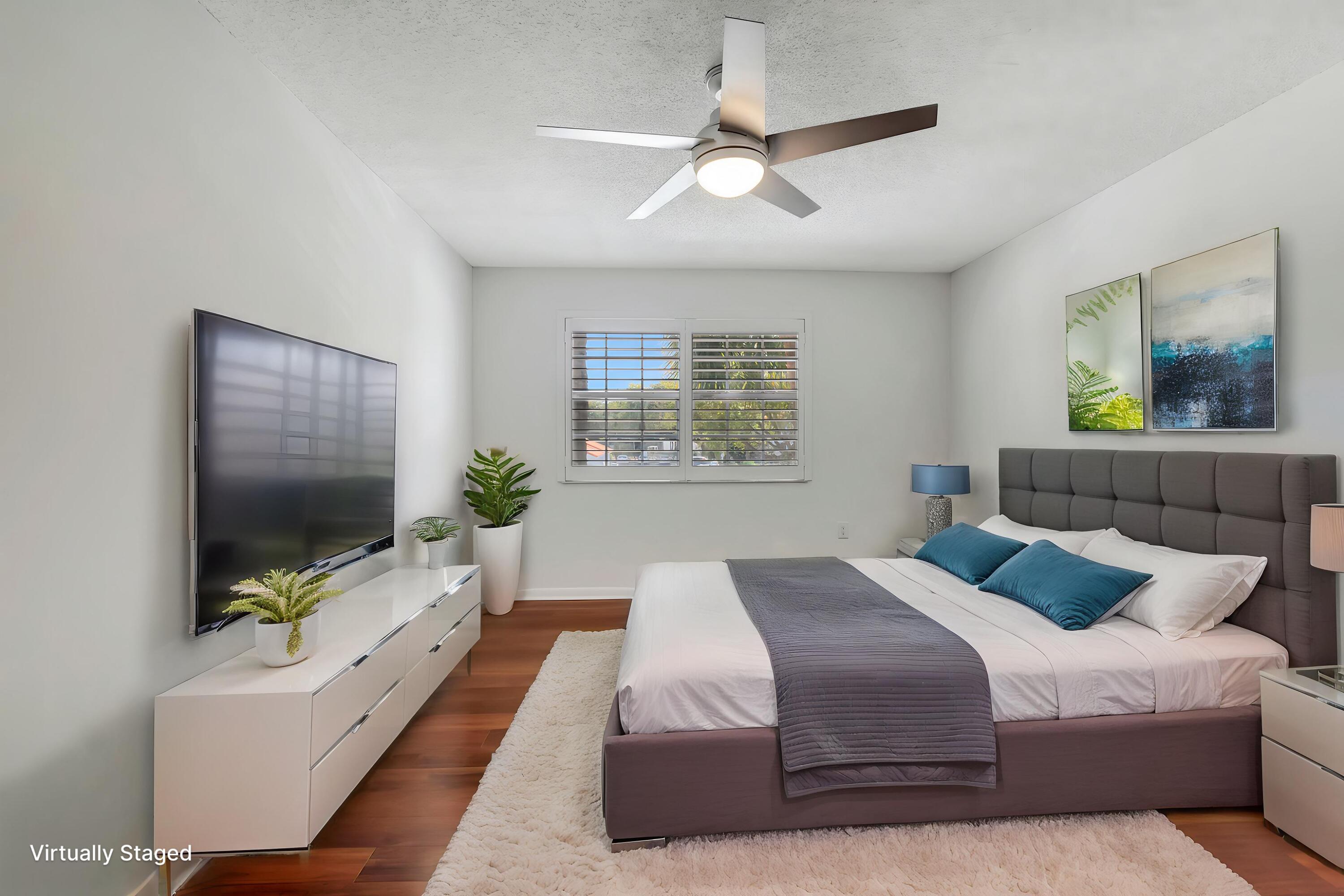 Virtually staged primary bedroom