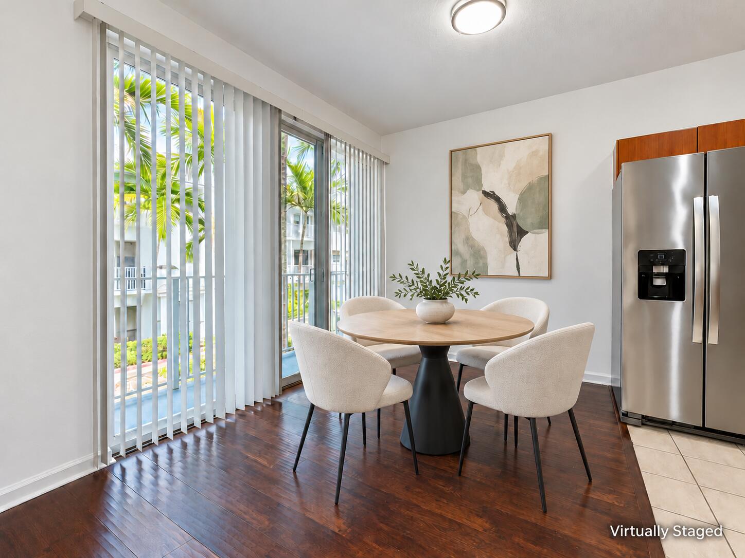 Framed Abstract Art in a Dining Nook-1
