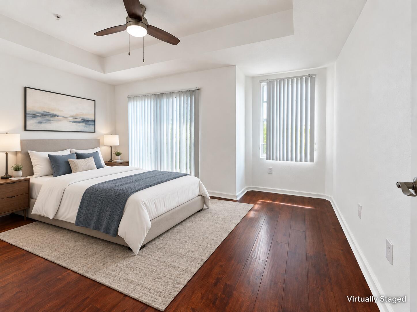 Contemporary guest bedroom with slate ac