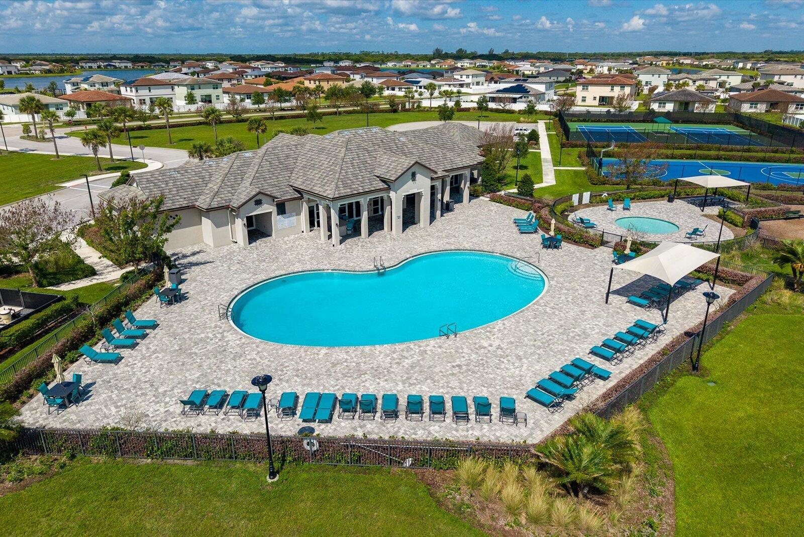 Aerial view community pool and club nice
