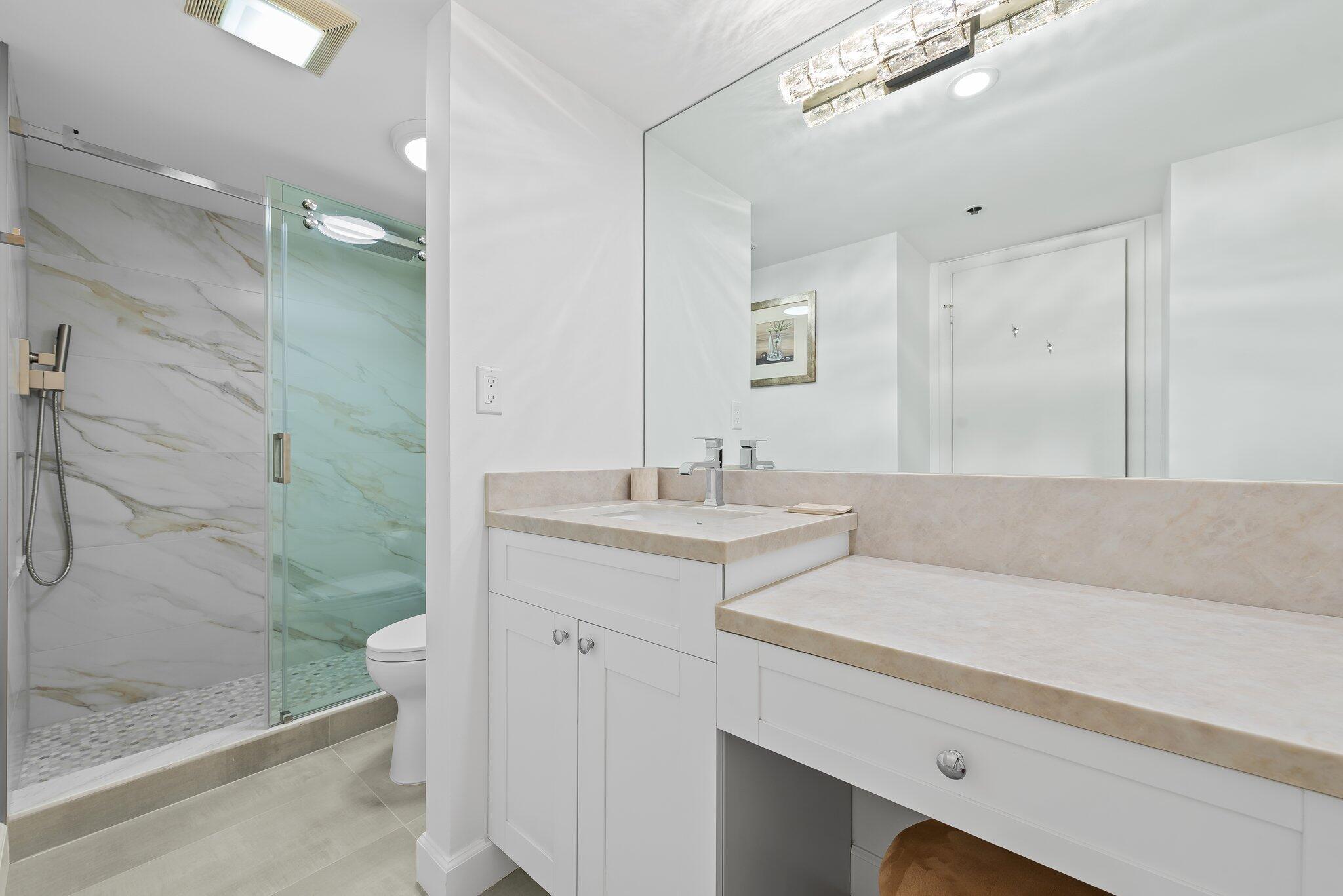 Freshly renovated primary bath