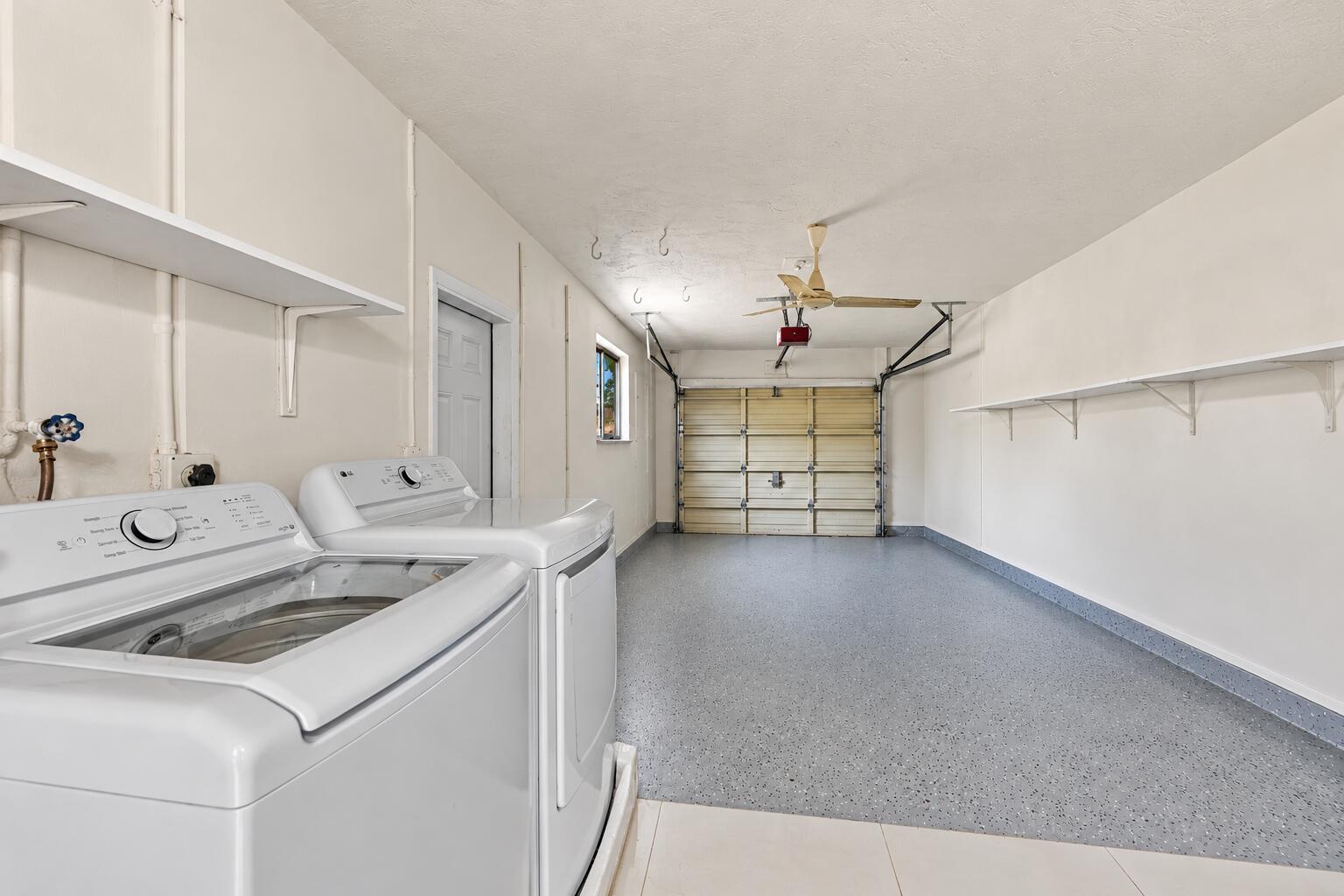 Clean Minimalist Garage and Laundry Area