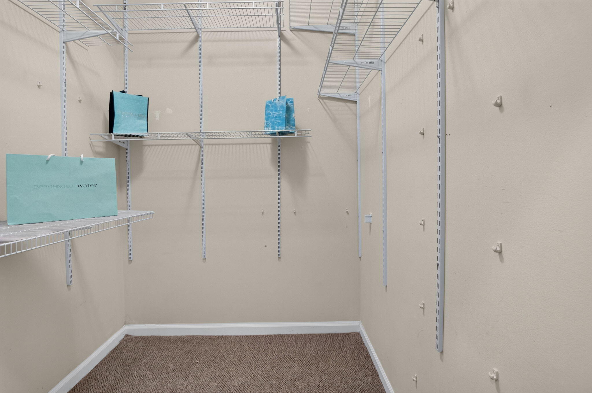 pacious Walk-In Closet with Built-In Shelving