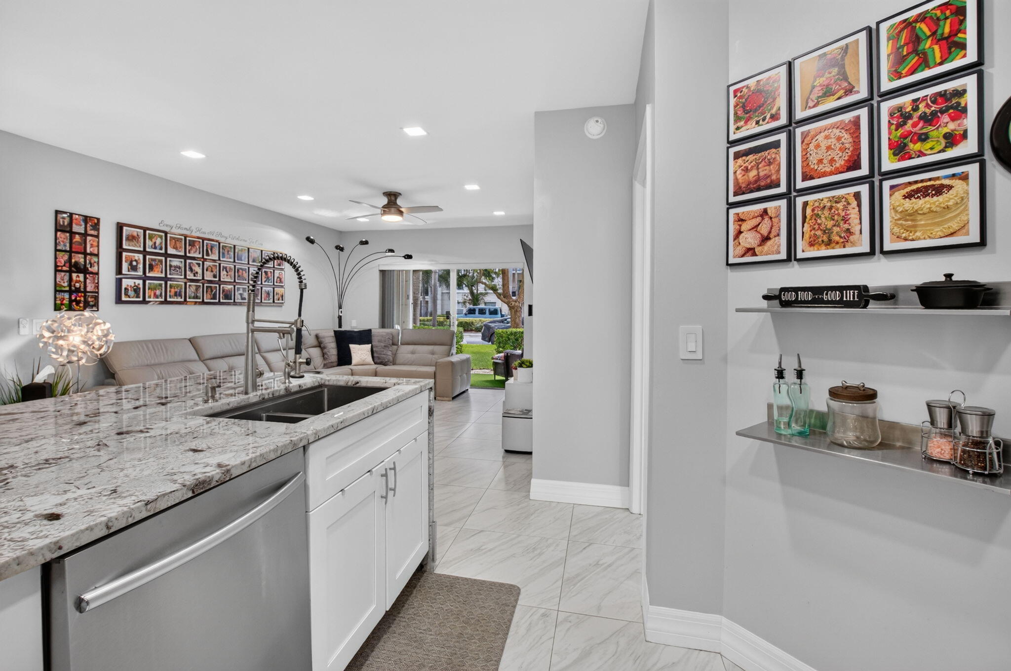 The Kitchen Seamlessly flows into the living room