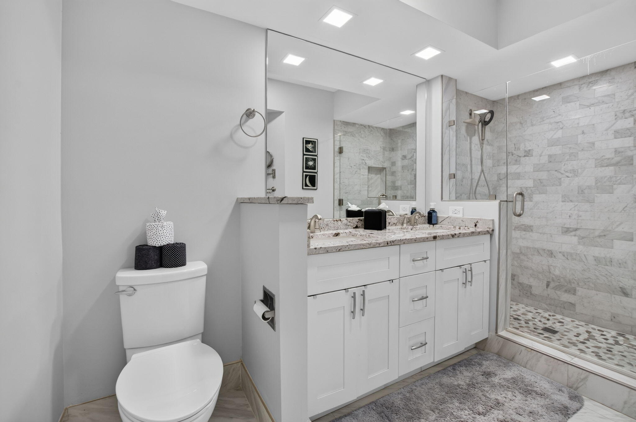 Elegant Double Vanity & Designer Tile