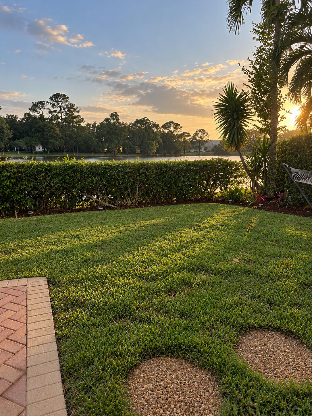 Expansive Brick Paver Patio & Lush Tropical Landscaping