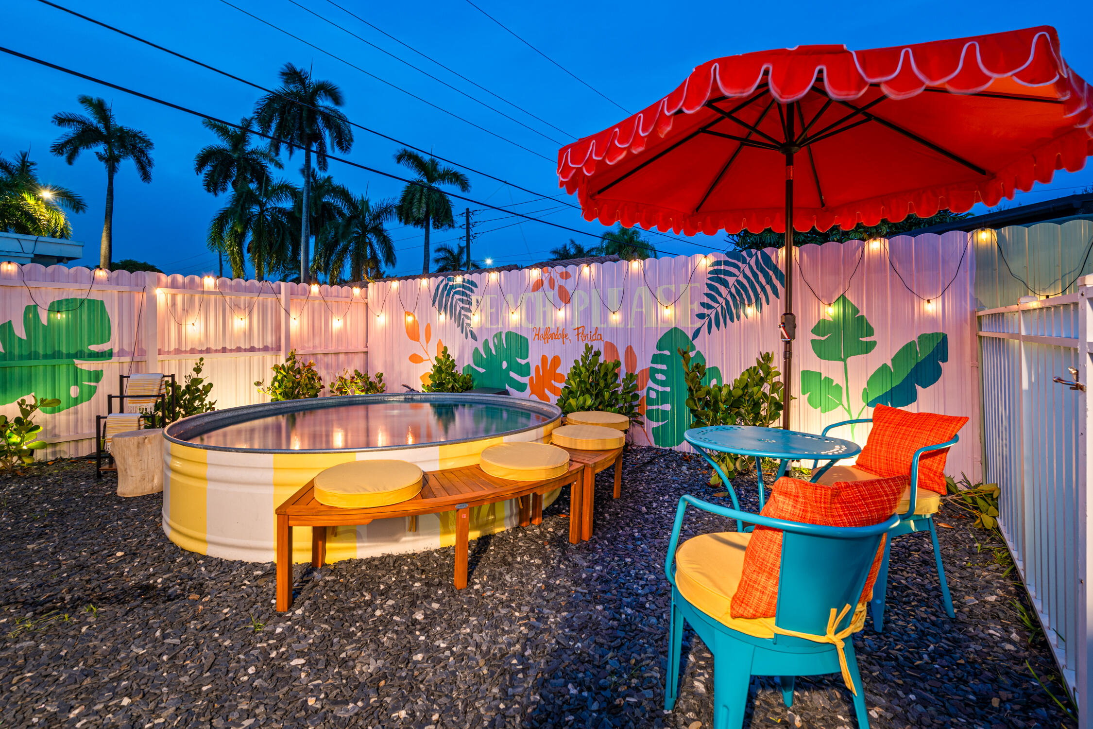 Hallandale Sunshine - Pool area at night