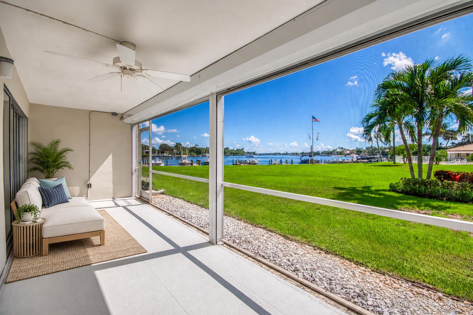Refined Coastal Patio with Marina Views