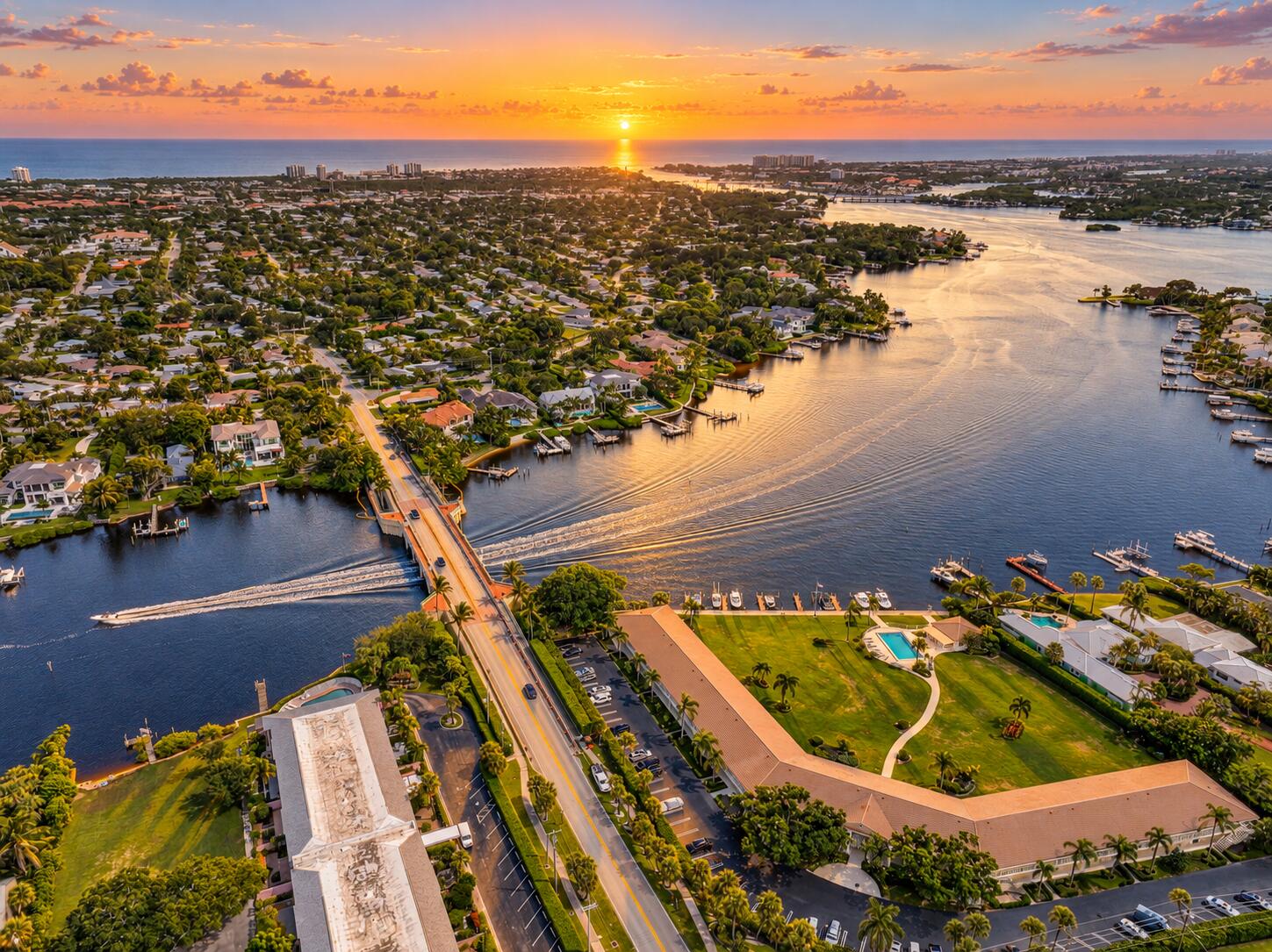 Florida Sunrise Over Waterfront Homes Florida Sunrise Over Waterfront Homes