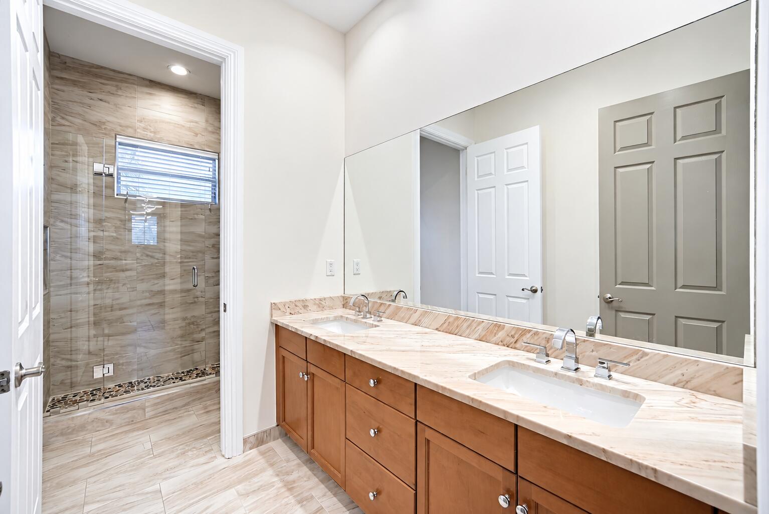 Modern Marble Double-Vanity Bathroom
