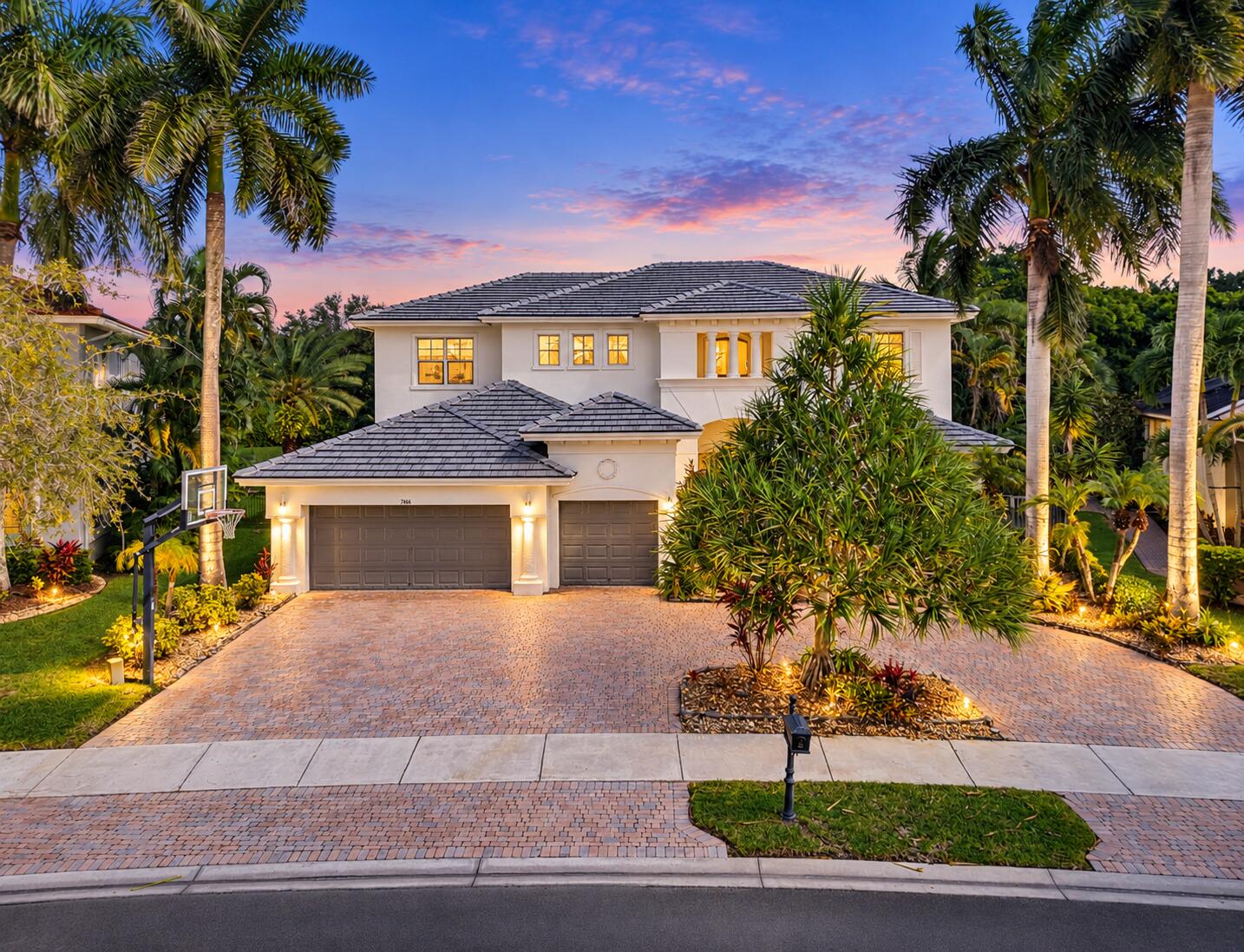 Twilight Luxury Palm-Lined Home