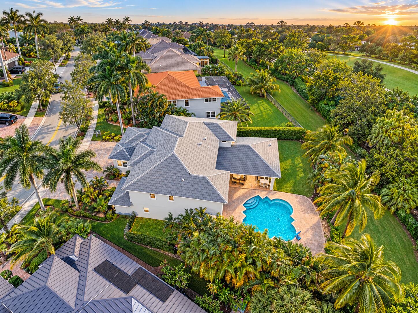 Golden Hour Luxury Home Aerial