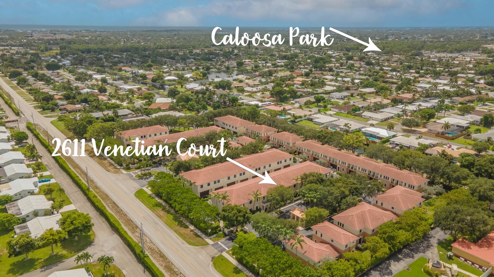 Easily walk, ride, or roll thru the adjoining neighborhood to Caloosa Park bridge