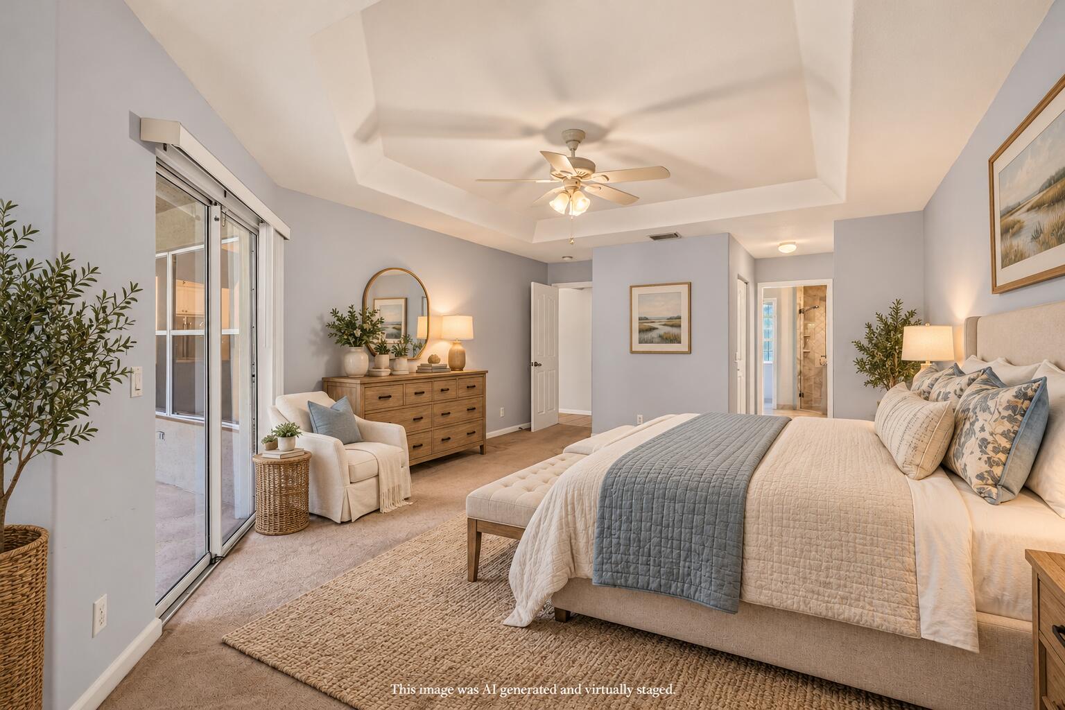 Coastal-Chic Staged Master Bedroom