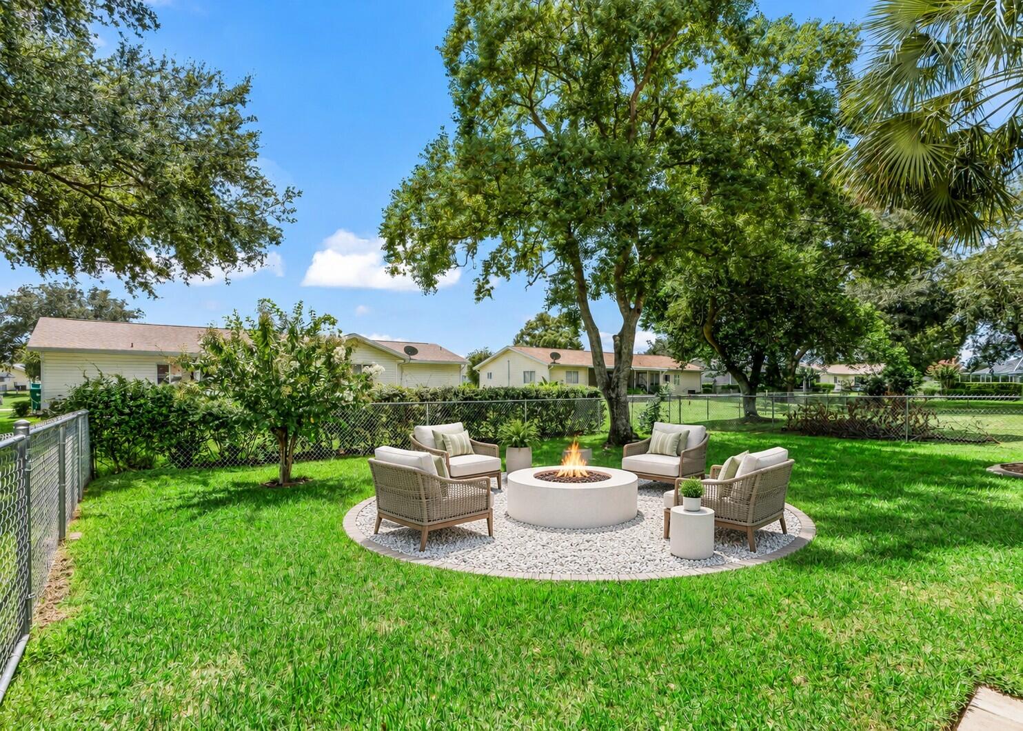 Sunny Backyard Fire Pit Retreat