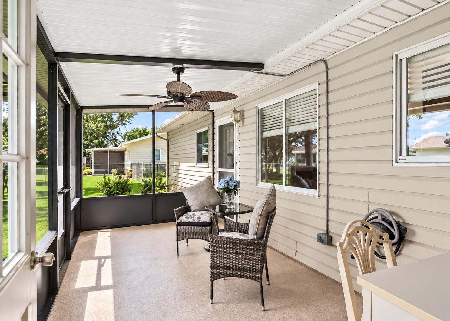 Creamy Beige Screened Patio Retreat