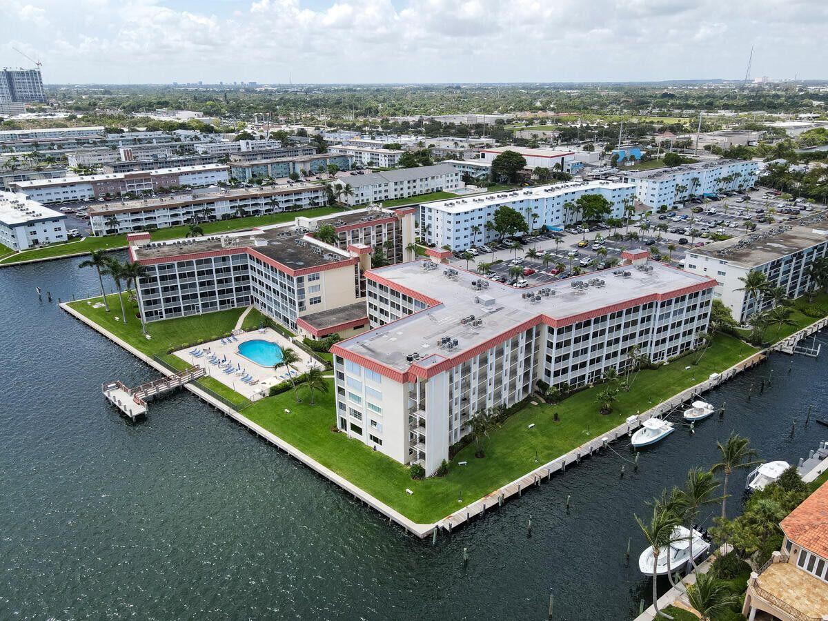 Ariel view of building