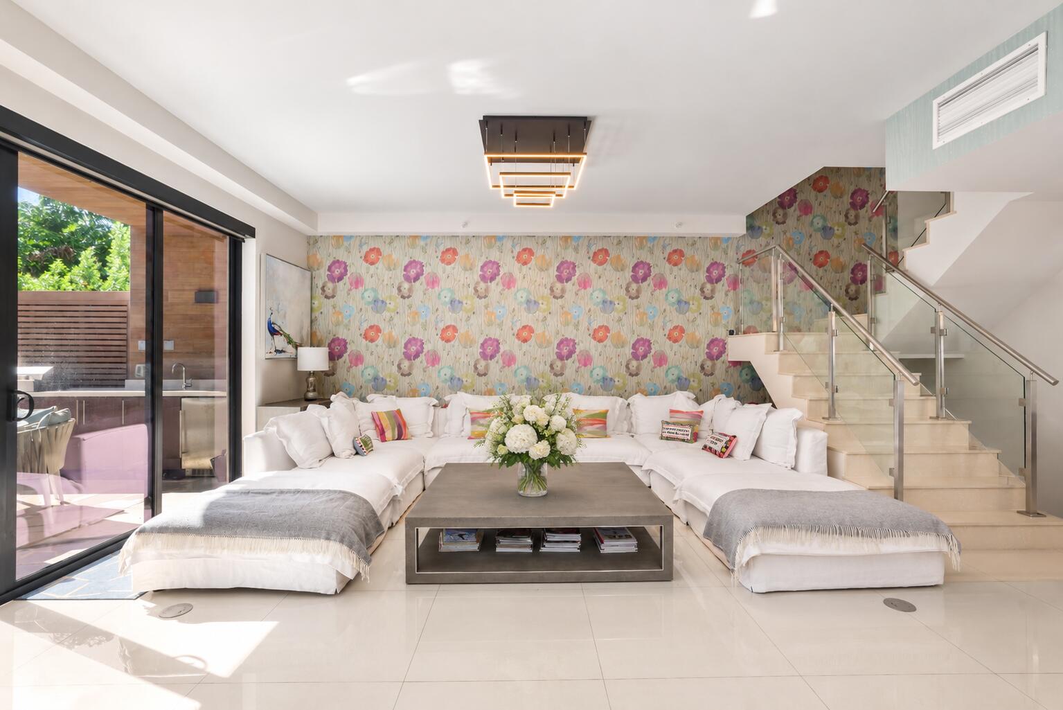 Floral Oasis in a Modern Living Room