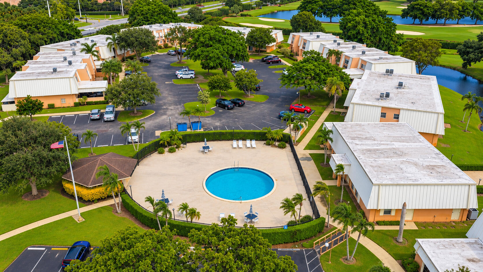 Aerial View of Poolside Community