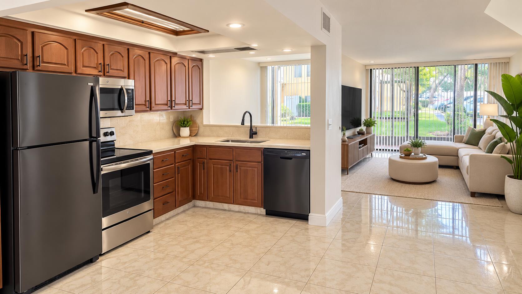 Bright Modern Kitchen and Living Room Bright Modern Kitchen and Living Room