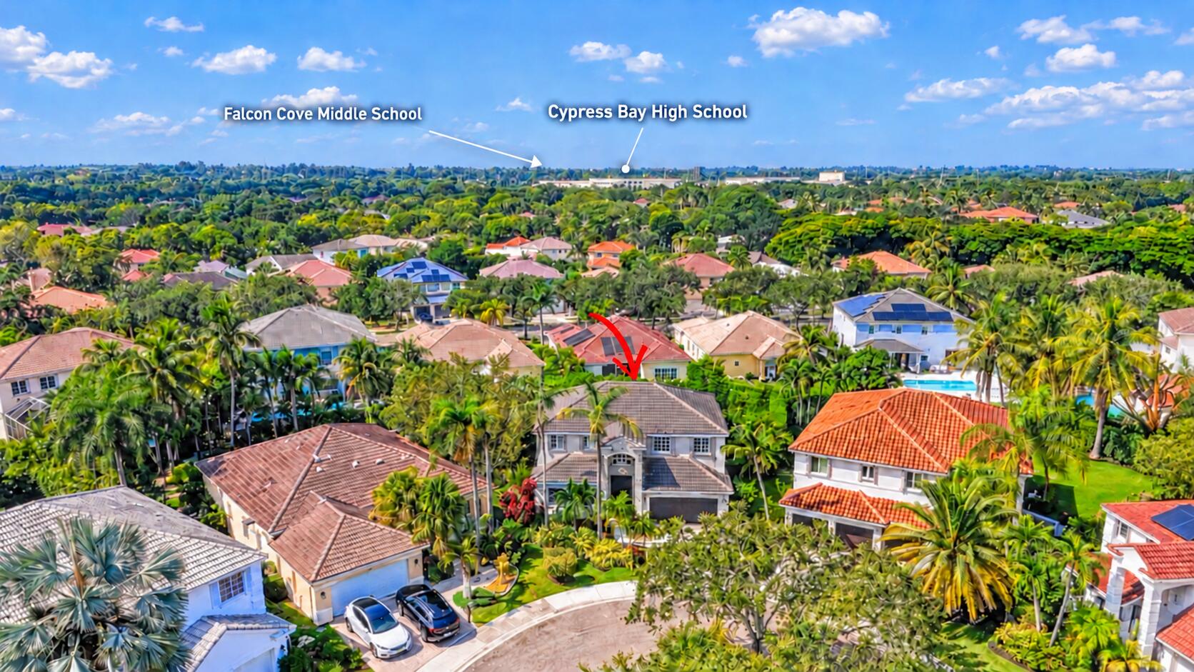 Out the community and down the road, Weston's most sought after schools: Falcon Cove Middle and Cypress Bay High!