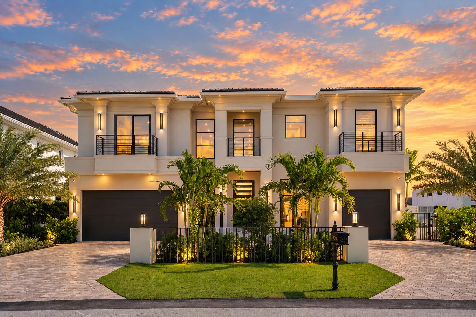 Elegant Modern Mansion at Sunset