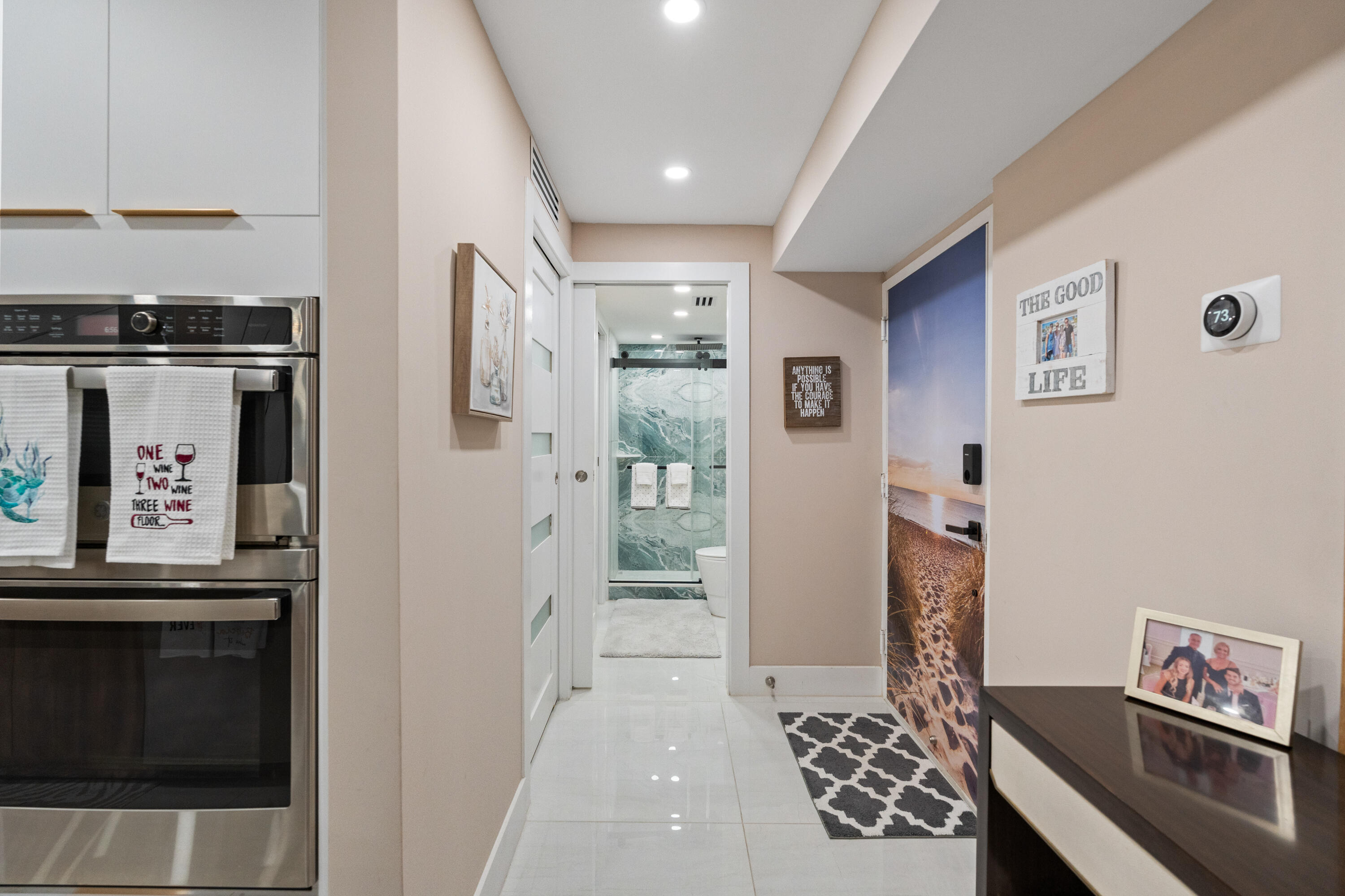 Hallway, Front door, Guest Bathroom