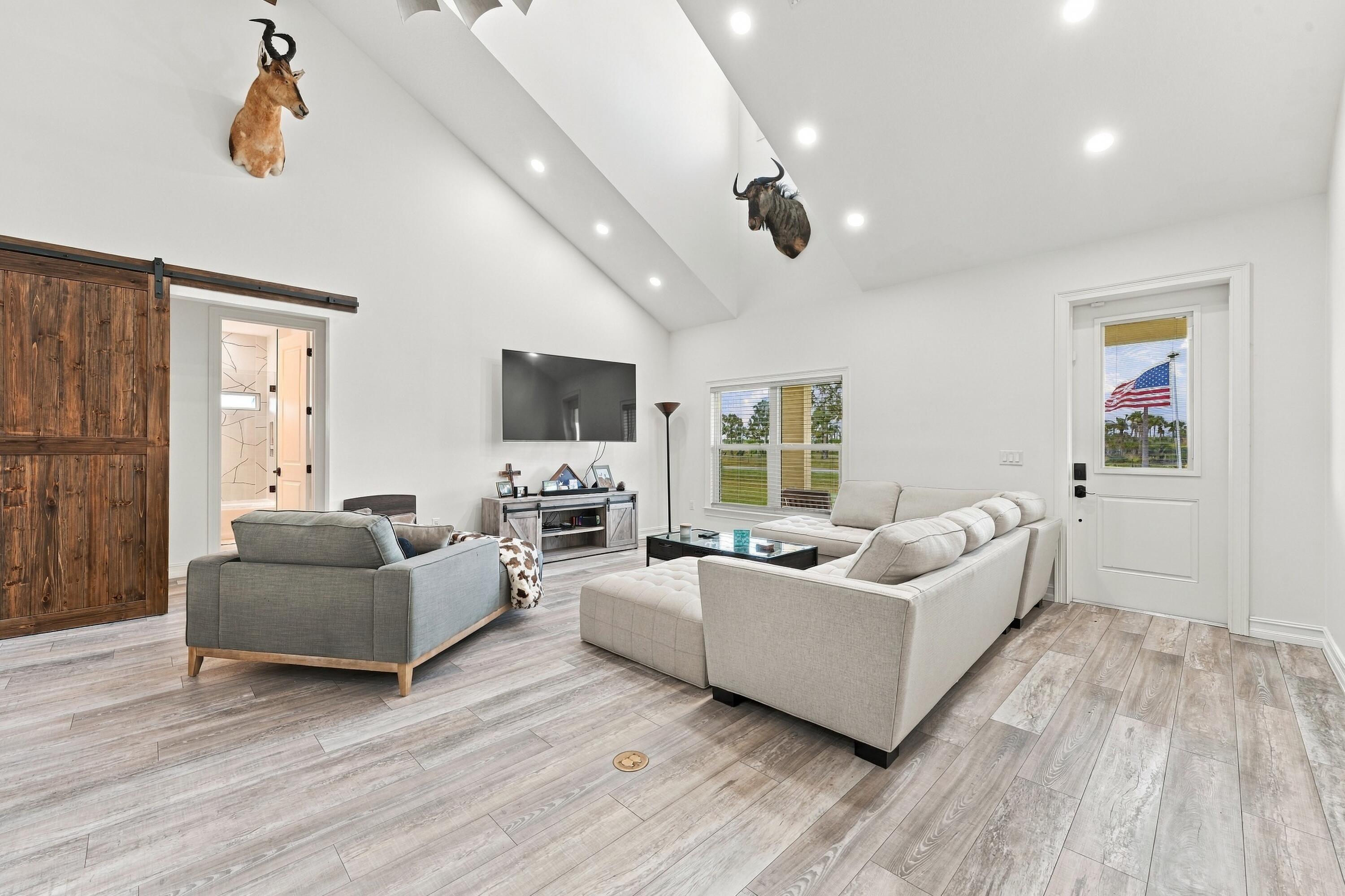 Bright Living Room with Windmill Fan