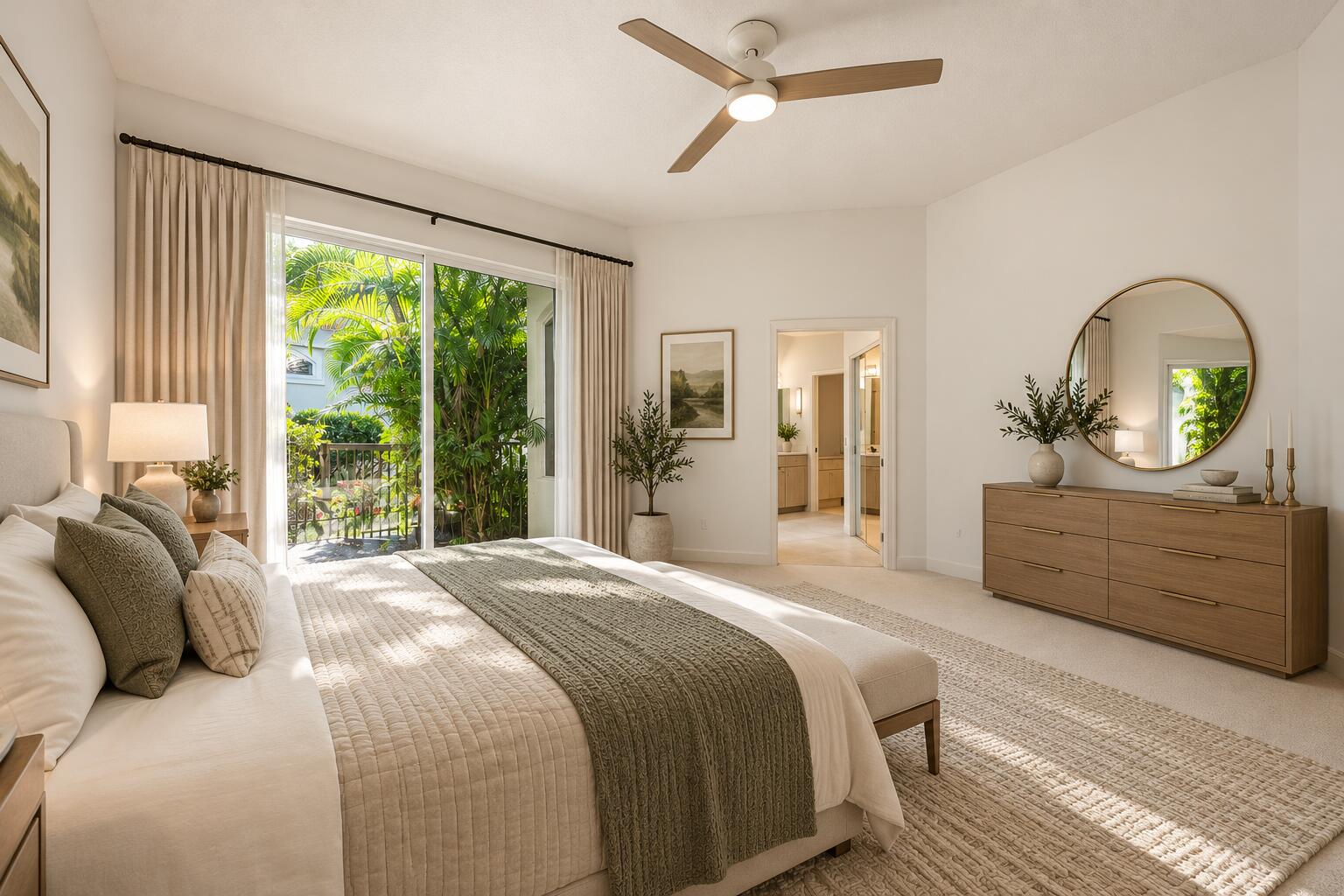 Virtually staged primary en-suite bedroom