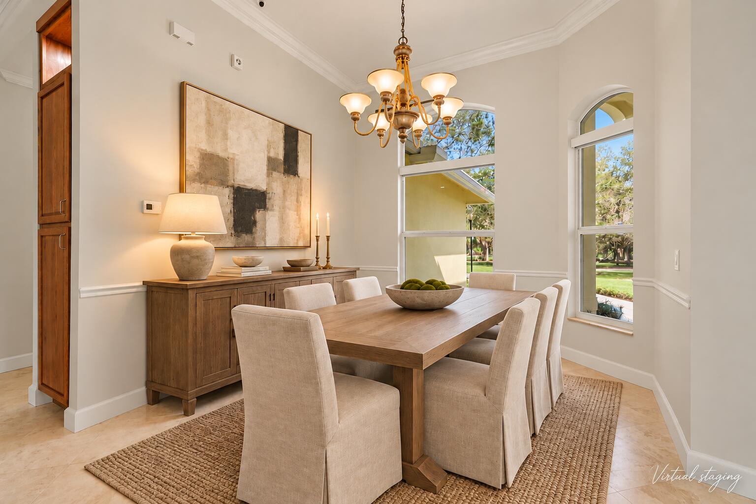 Warmly Staged Modern Dining Room